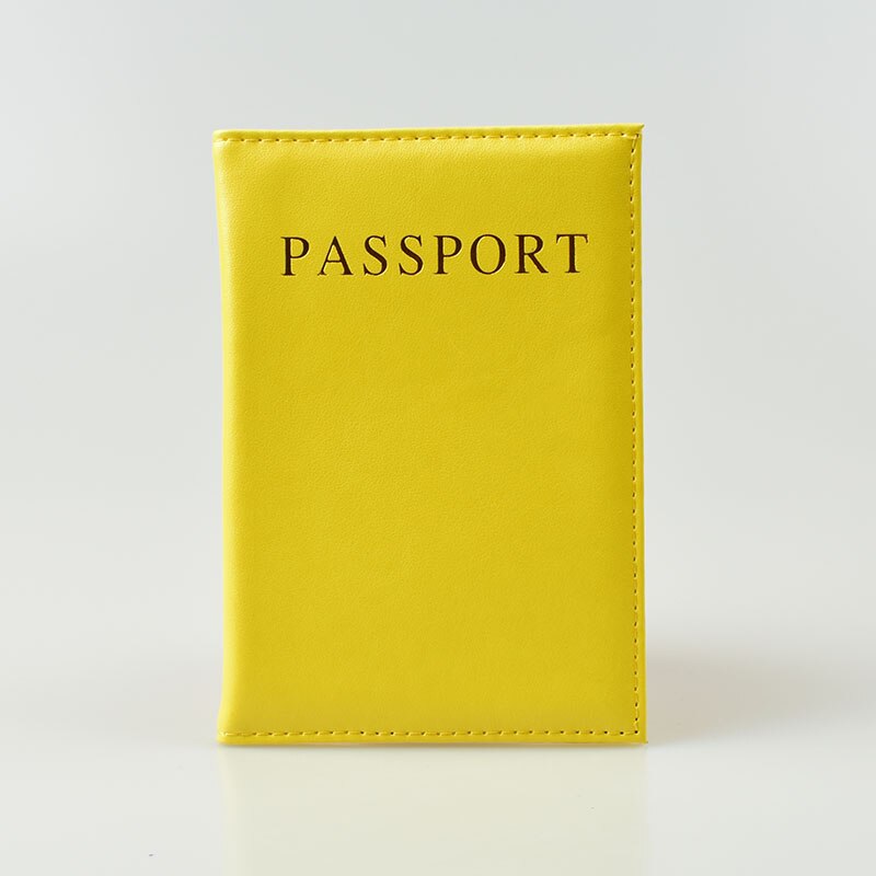 DIKEDAKU Simple Women Passport Cover Pink Travel Pu Leather Passport Holder Wallets Solid Girls Protect Passport Pocket: Yellow