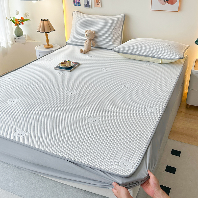 Zomermat Driedelige slaapzaal lakenset Studentenslaapzaal Huishoudelijke airconditioning Zachte mat Zacht comfortabel laken: 200x220cm / Licht Groen