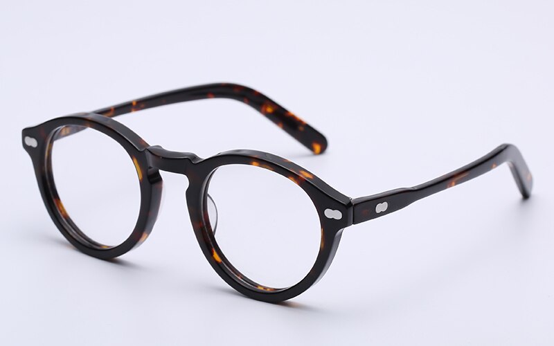 Små runde optiske briller stel mænd kvinder johnny depp briller computer gennemsigtig brille mærke acetat vintage stil: Skildpadde