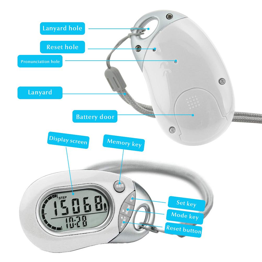 Step Counting Pedometer Portable Step Counter Walking Distance Counting Equipment Accurate Digital 3D Pedometer