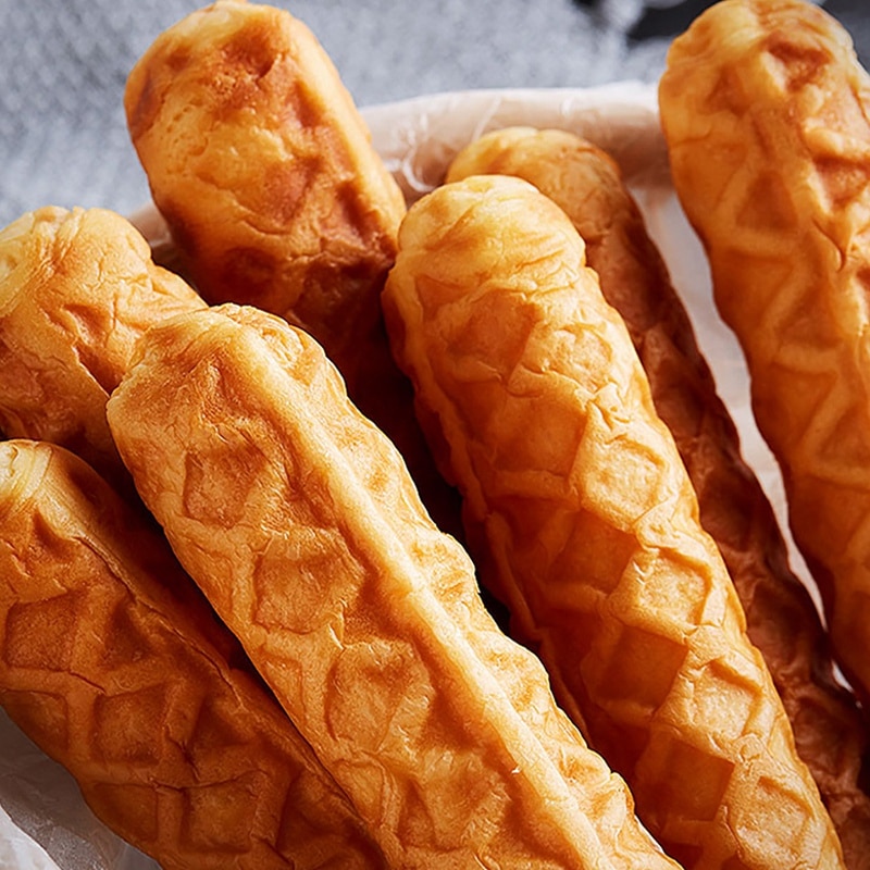 Elektrisk sprø mais hotdog vaffel maker mini fransk muffin hundepinne pølse maskin frokost panne baking grill uk pl