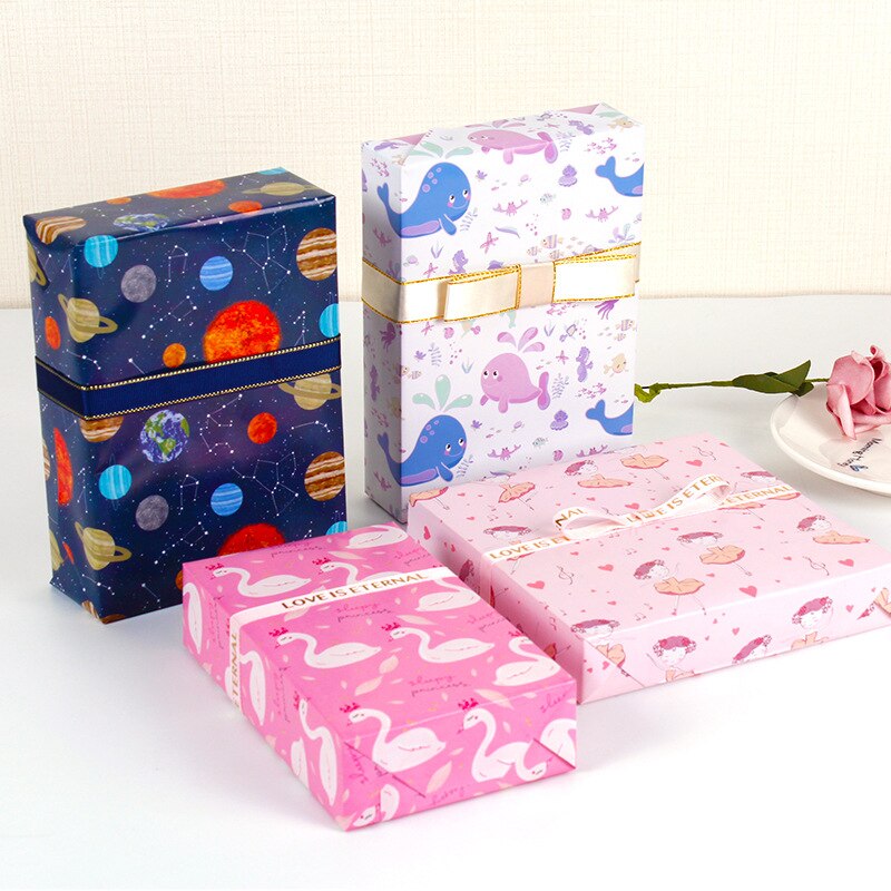 10pcs/lot Cartoon Print Wrapping Papers Year Christmas Kids Birthday Wrapping Papers for packing