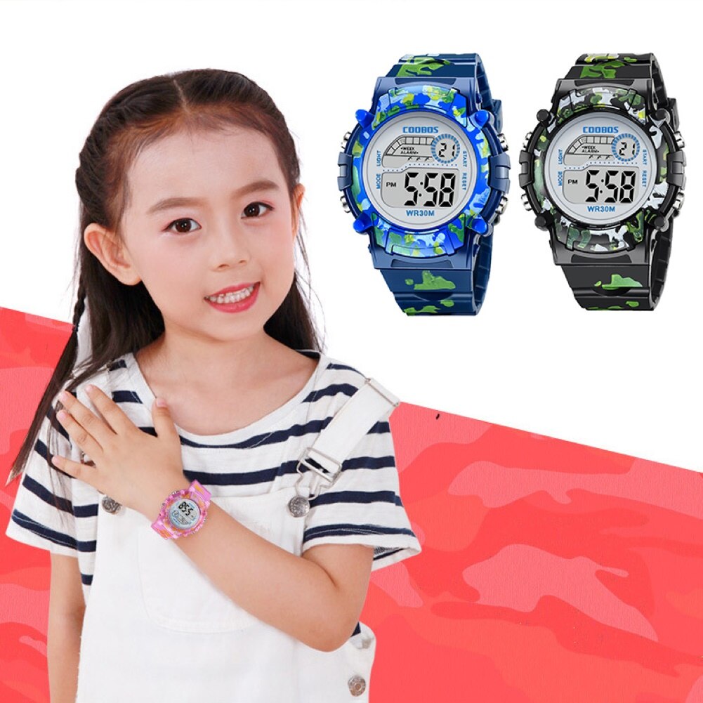 Kindersport led-display 3 bar waterdicht datum week wekker digitaal unisex kinderhorloge relogio digitaal