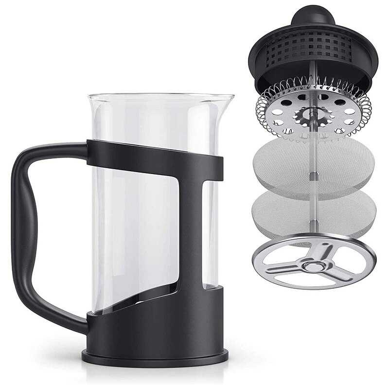 Cafetière à presse française, grande cafetière de , parfaite pour le café du matin, cafetière à saveur maximale