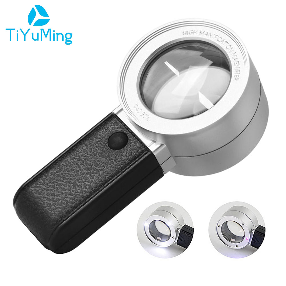 30X Vergrootglas Met LED UV Licht Professionele Duel Layer Optische Bril Lens Handheld Vergrootglas Sieraden Loep voor Senior