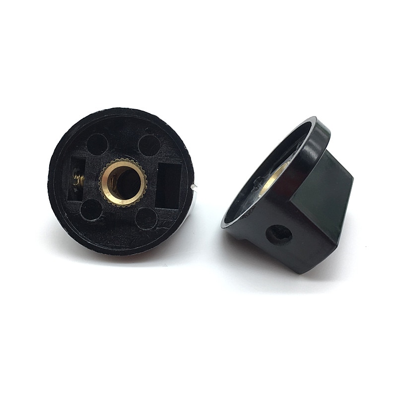5 stk/parti potentiometer encoder båndafbryder hætte plastikknop med skrue til hul 6mm diameter 26 x15mm sort