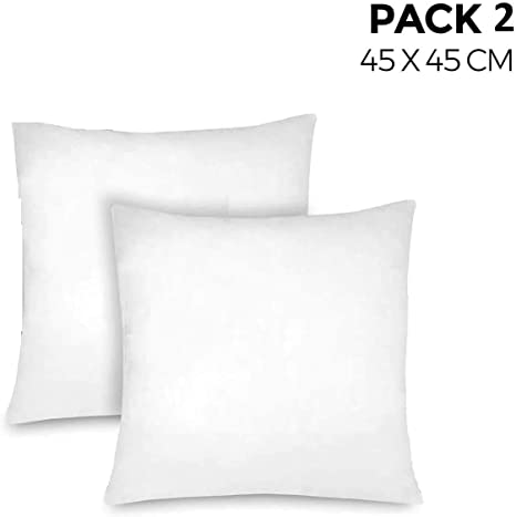 Relleno De Cojín 45x45 Cm (pack De 2) - Fibra Hueca Siliconada, Suave, Hipoalergénico, Para Sofá O Cama