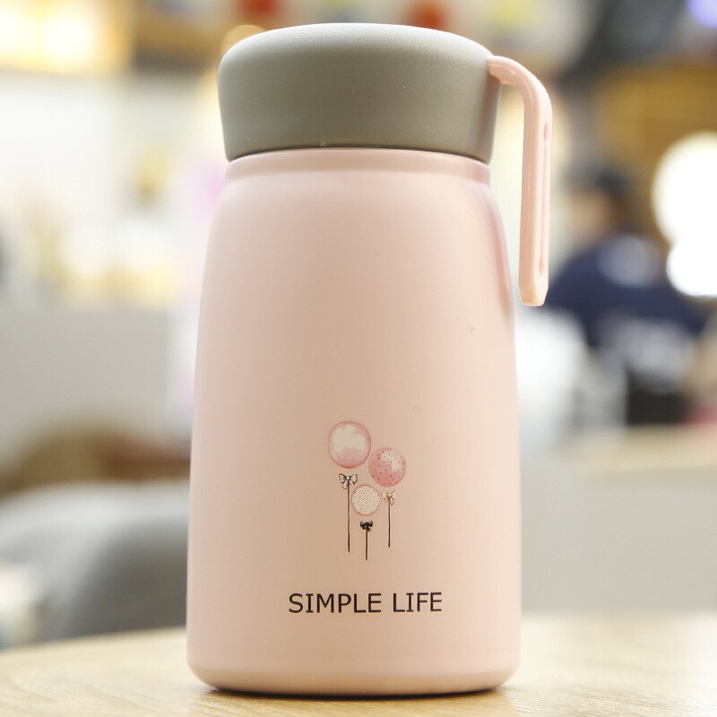 Draagbare 304 Rvs Stellen Thermos Cup Man En Vrouw Studenten Drinkbekers Thuis Buitensporten Fles Water: Pink