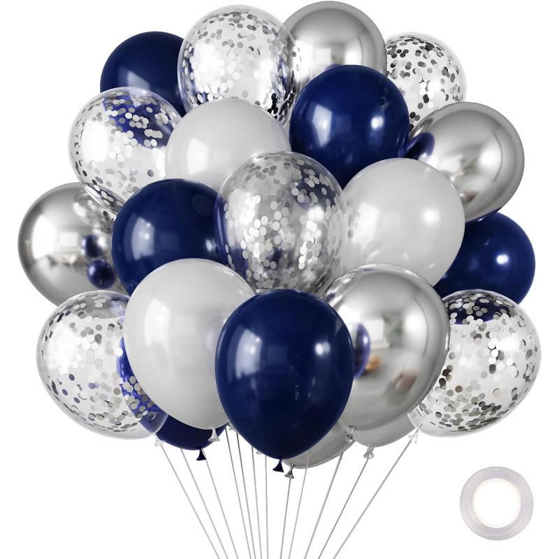 30 Uds. Globos blancos y dorados de 10/12 pulgadas, globos blancos perlados, globos de confeti dorados para cumpleaños, bodas, de aniversario: Color zafiro profundo