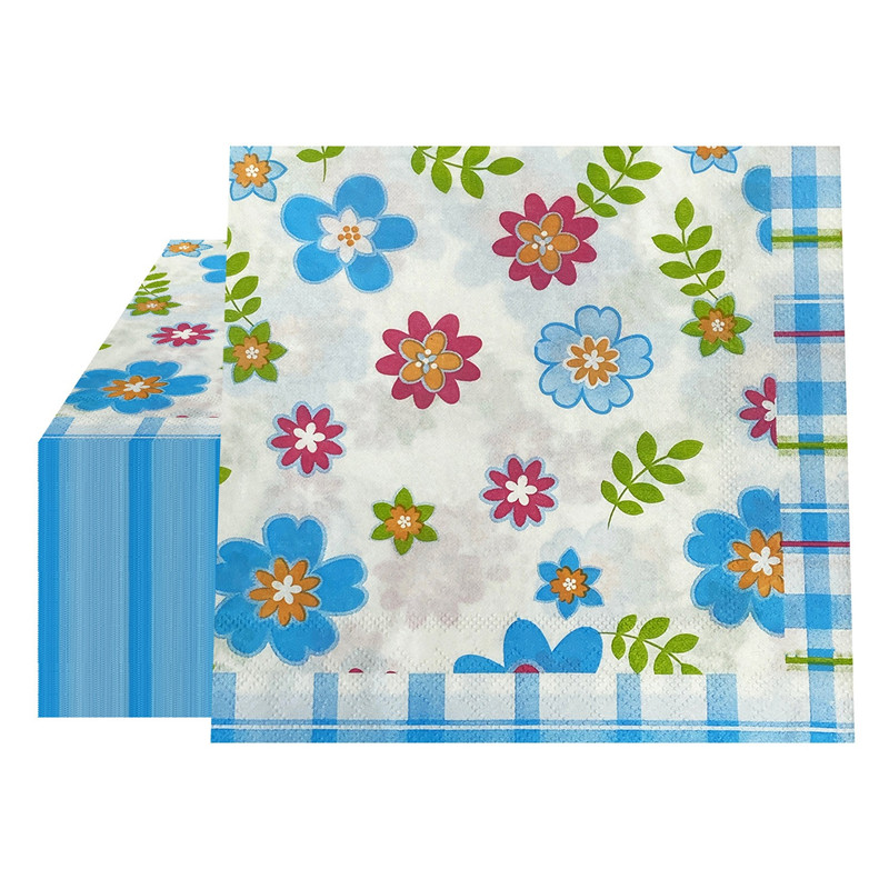 20 stk/pakke blomsterprintede decoupage papirservietter håndværk dekoration bryllupsfest 2- -lags firkantede middagsservietter: Brun