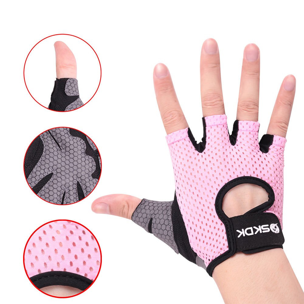 Half Vinger Fitness Handschoenen Hoge Elastische Ademende Anti-Slip Fiets Handschoenen Indoor Gym Apparatuur Sport Barbell Gewicht Handschoenen: pink / S