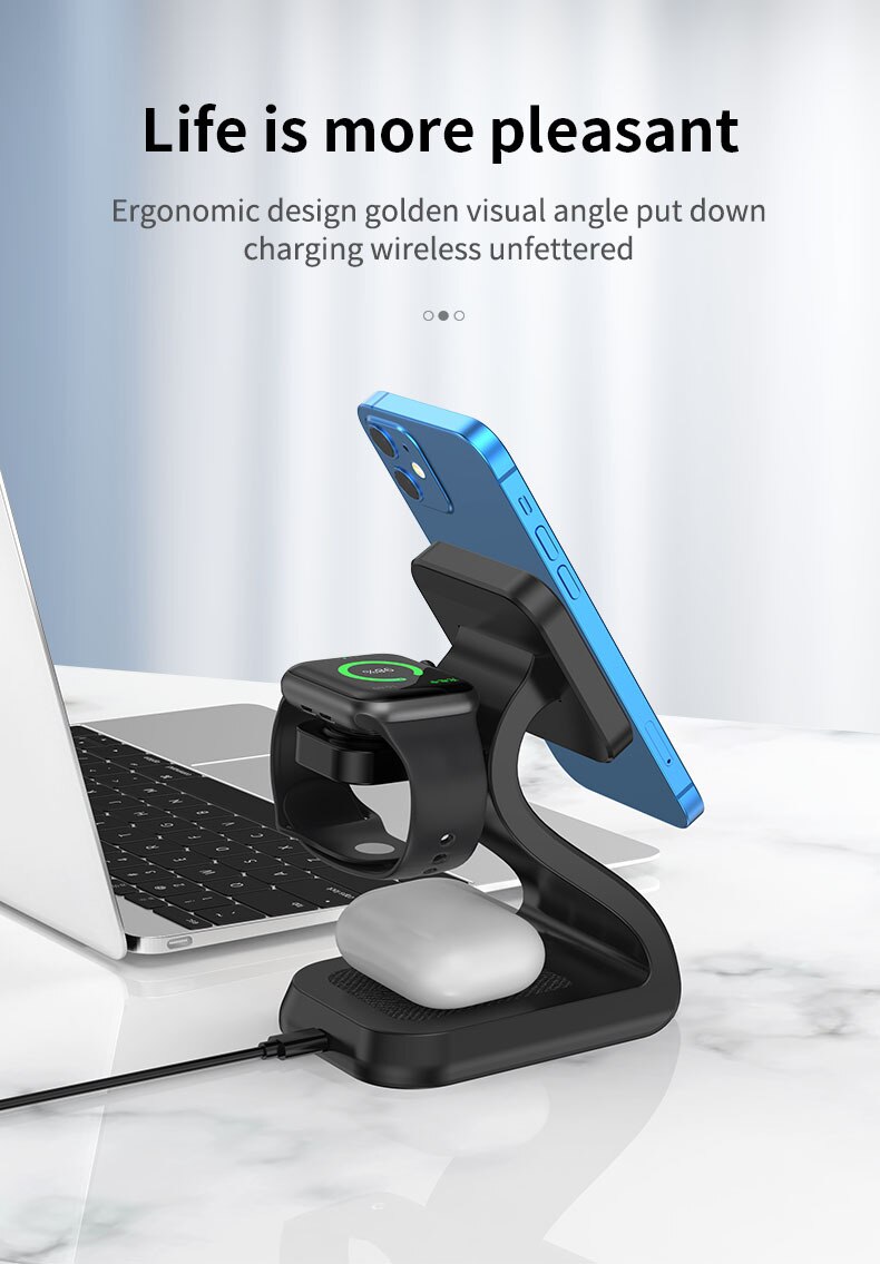 New 3 in mag safe wireless charger for iphone 13,12,11,, apple watch 6,5,4,3,2,, 1 2 pro, magnetic charging dock station