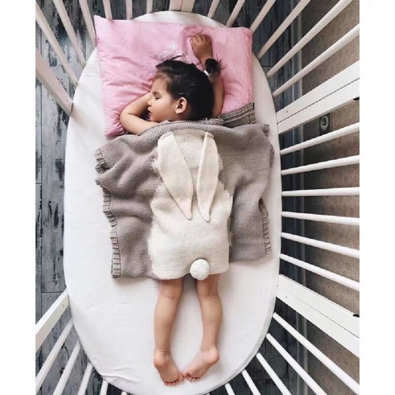 Newborn Baby Sleeping Comfortable Blanket Muslin Children Cartoon Rabbit Pure Knitting Sleeping Blanket Big Size Baby