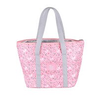 Bloemen Printing Thermische Geïsoleerde Lunch Tas Pvc Waterdichte Vrouwen Meisjes Draagbare Carry Tote Koeler Lunchbox Geïsoleerde Tas: Pink