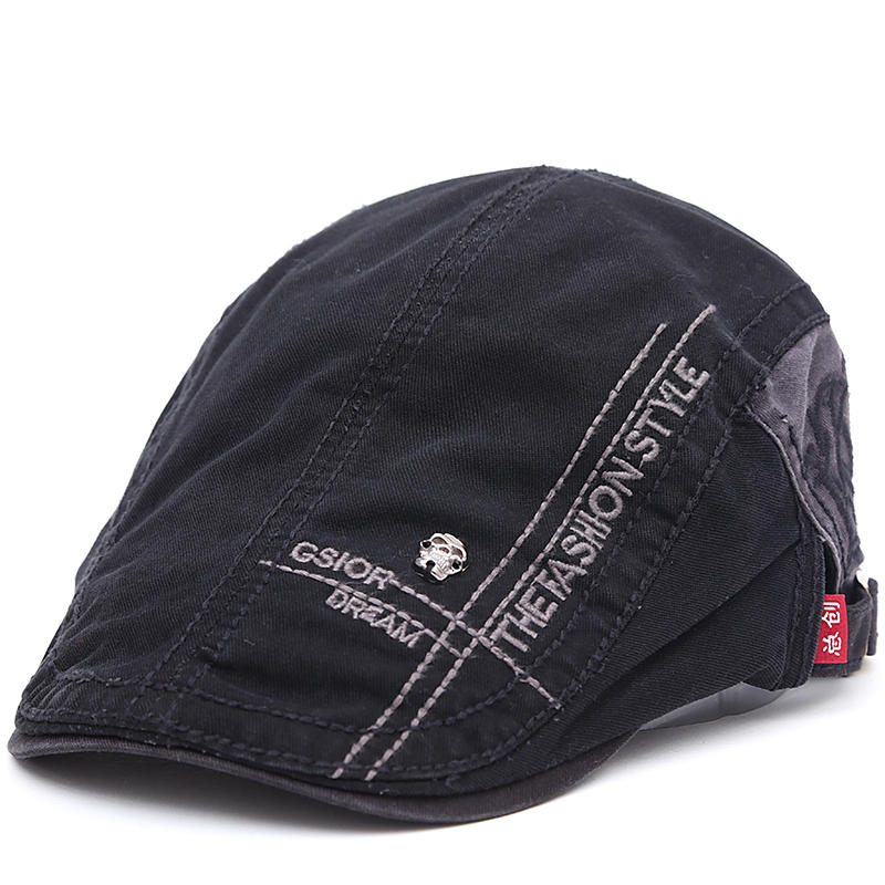 Boina multiusos para hombres y mujeres, gorra de algodón con calavera decorada, gorra a juego informal y de , estilo Four Seasons: Negro