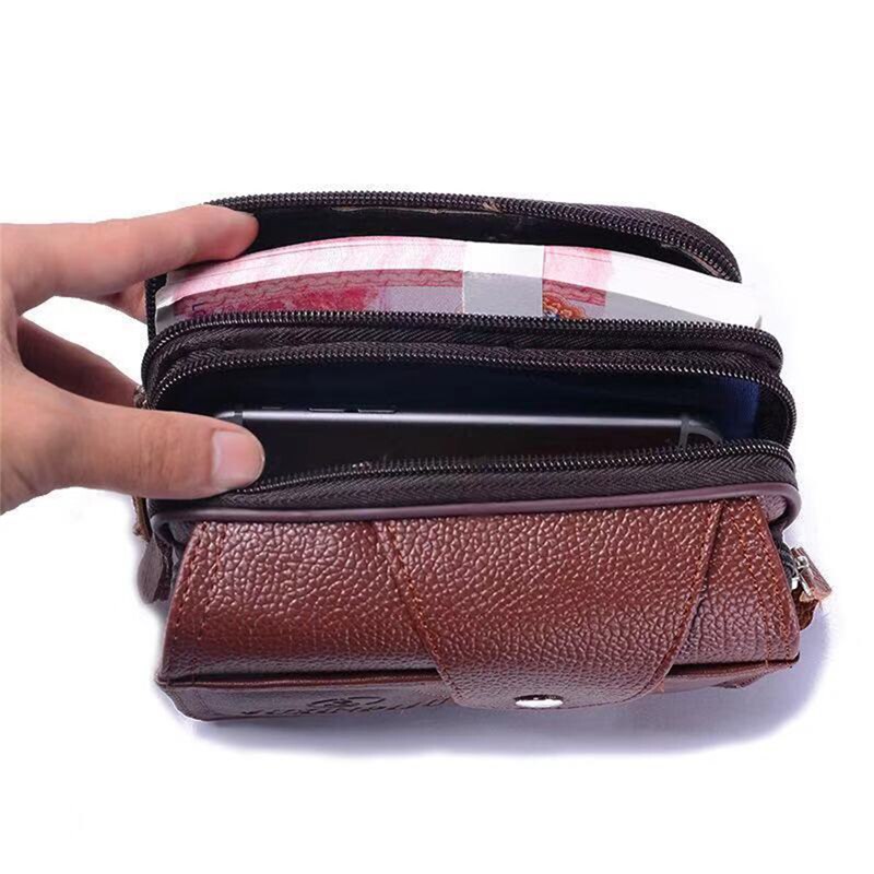 Pu Jahrgang Taille Pack Multi-Funktion Telefon Münze Taille Tasche Jahrgang unisex sterben Gürtel Ich bin Freien Kleine Brieftasche Männer frauen