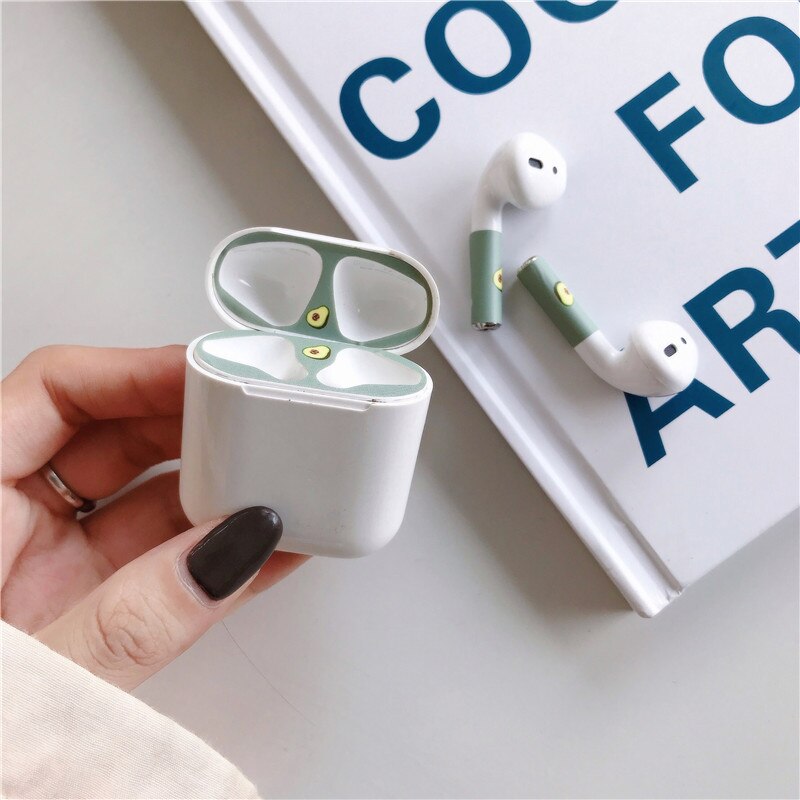 Peau d'avocat housse de protection autocollants pour Airpods étui anti-poussière autocollant peau couverture intérieure autocollants Film pour Air Pods 1/2: A