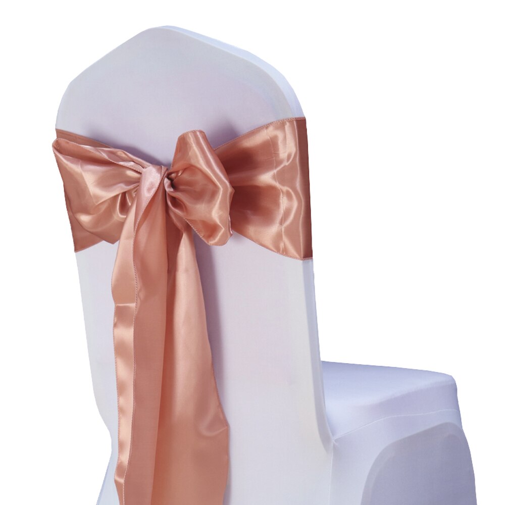 Pack  of 25 satinstolsbågar flugor för bröllopsfest evenemang hotellstol dekoration: Rosa guld