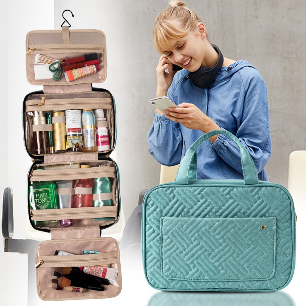 Borse da viaggio abbigliamento impermeabile deposito bagagli borsa da trucco cosmetica da viaggio resistente all'acqua custodia da toilette con gancio