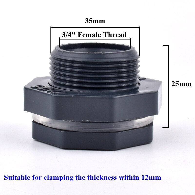 Conector de PVC de rosca hembra para tanque de agua de acuario, adaptador de tubería de drenaje, junta de tubo de riego de jardín, 1/2-2 pulgadas, 1 ud.: 3l4-3l4 Inch