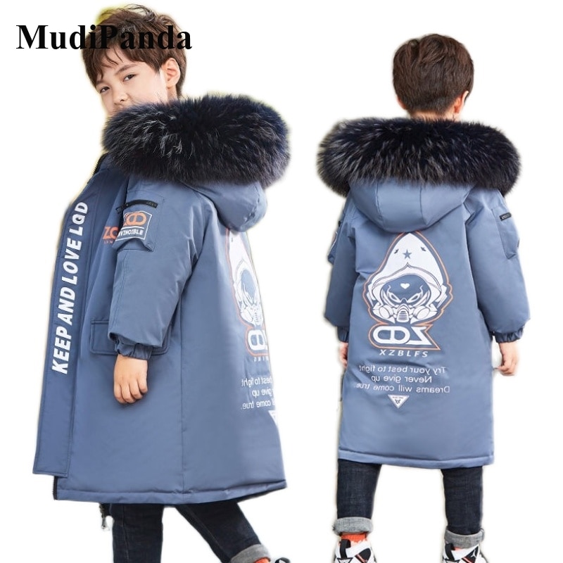 MudiPanda dziecięcy żakiet zimowy nastoletni chłopcy dziewczęta wyściełanana kurtka z bawełny zagęścić ciepłe długie kurtki maluch dziecięca odzież wierzchnia