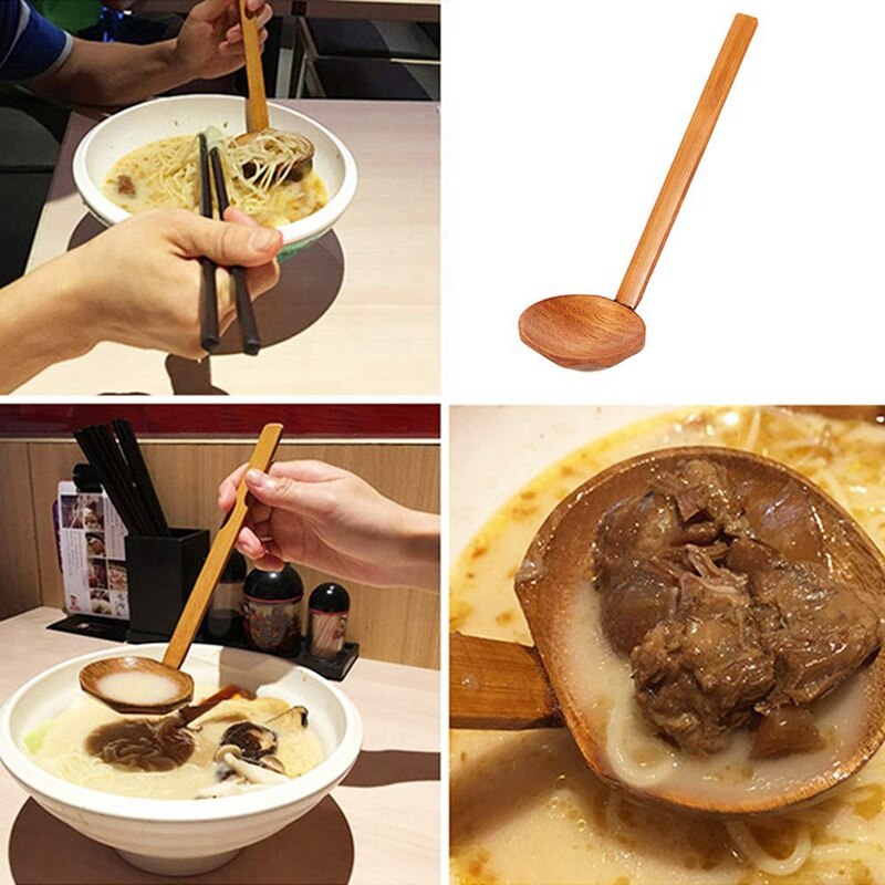 6 Pcs Japanese Long Handle Large Spoon Spoon Ramen Spoon Shell Pot Spoon Ramen Spoon Home Tableware