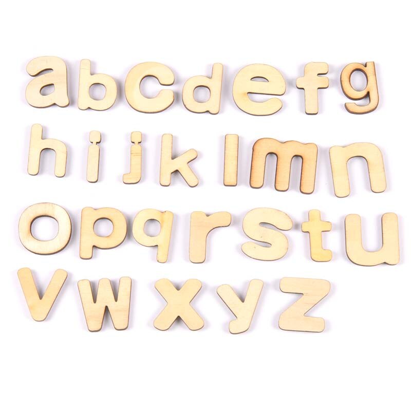26Pcs natural lowercase Alphabet Letter Wooden Scrapbooking Art Craft for Handmade Accessory Home Decoration 17mm mt2619