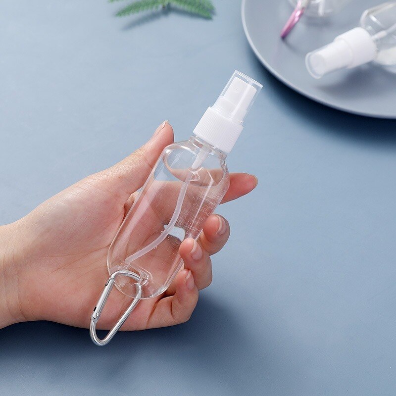 Botella vacía de desinfectante de manos, 30ml-50ml, 5 uds., a prueba de goteo, para viaje, espray de niebla fina con llavero, Alcohol, artículos de tocador, jabón líquido