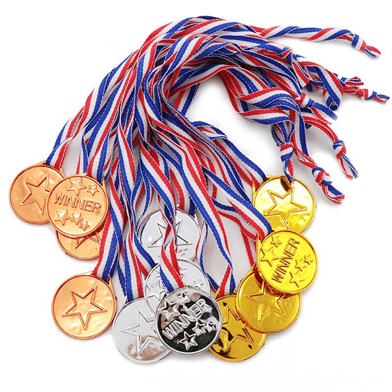 1pcs Children Gold Plastic Winners Medals Sports Day Party Bag Prize Awards Toys For Kids Party Fun Photo Props