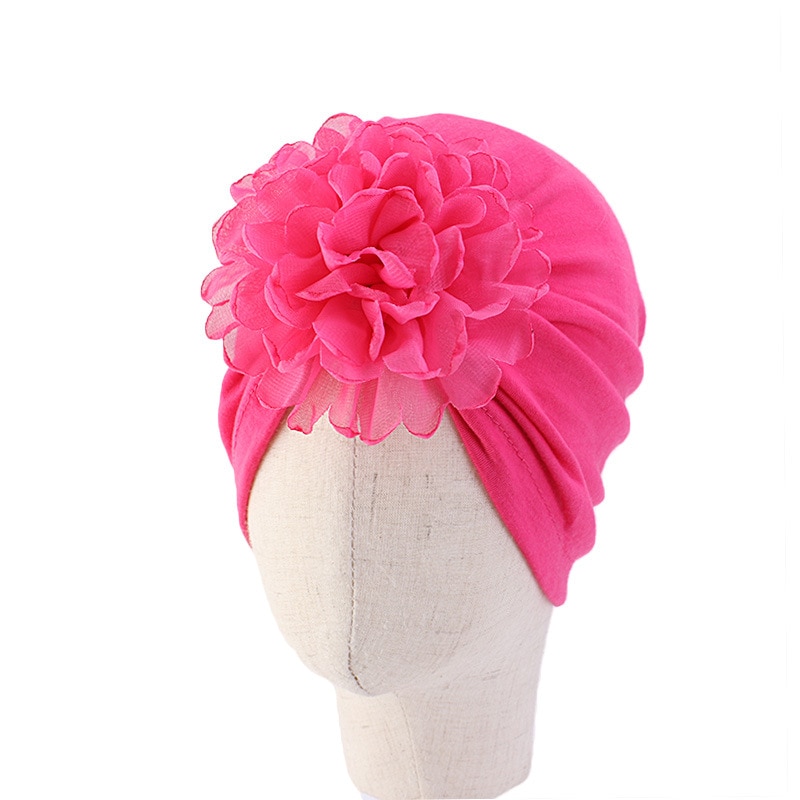 2-6 år børnetørklæde kasket baby hår tilbehør sød chiffon blomst turban kasket forår efterår beanie blød hat: Rose