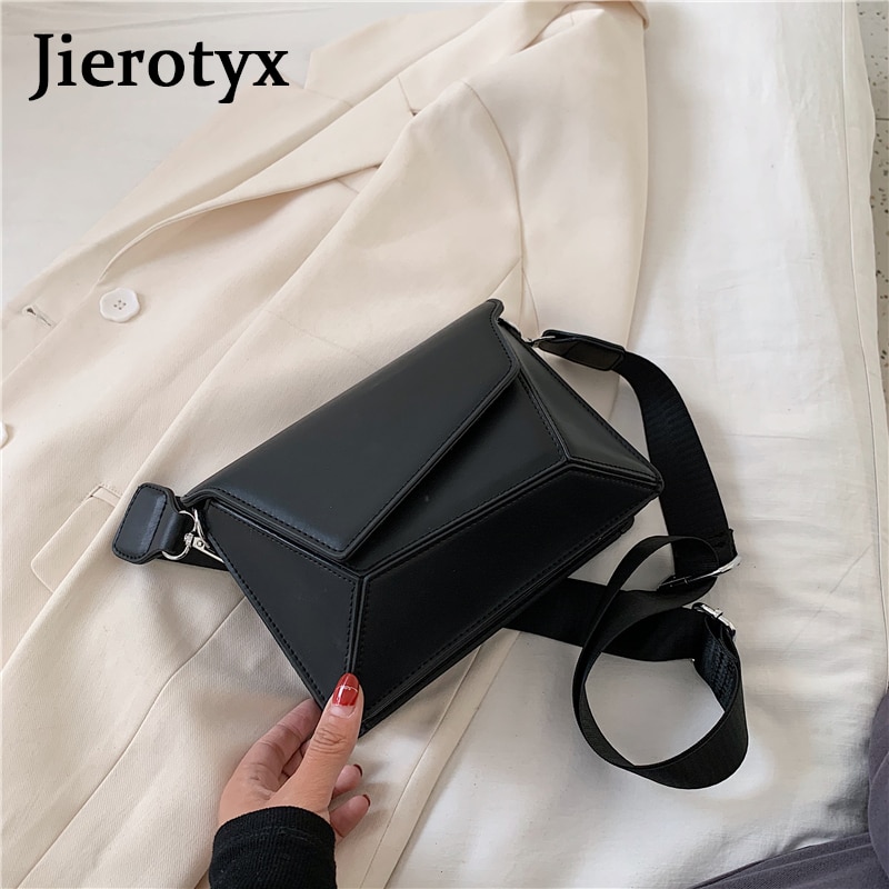 JIEROTYX Luxury Brand Square Women Crossbody Bag Leather Irregular Geometric Bag Casual Female Shoulder Bag