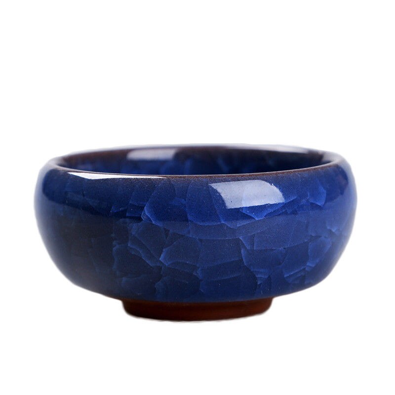 Maceta de cerámica vidriada con grietas, planta de macetas flor suculenta, maceta para hogar, oficina, escritorio, planta de decoración: Sapphire blue