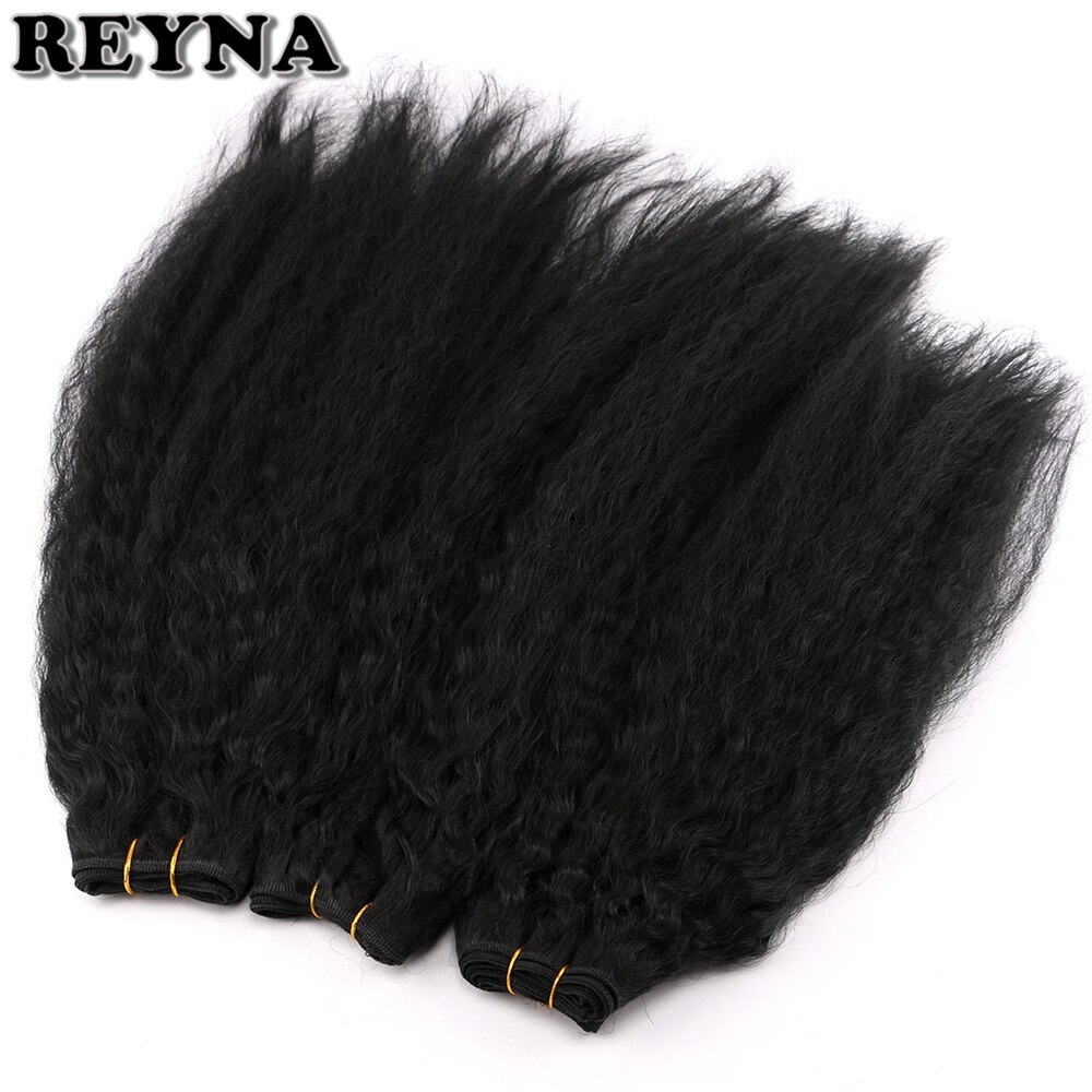 Kinky straight hair extensions 210 gram/lot syntetisk hårvev bunter yaki straight