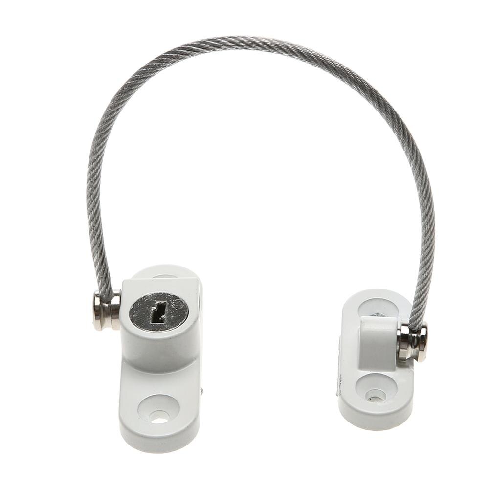 Door Window Security Lock Aluminum Alloy Door Window Restrictor Limiter Key Children Security Car Window Cable Limit Lock: White