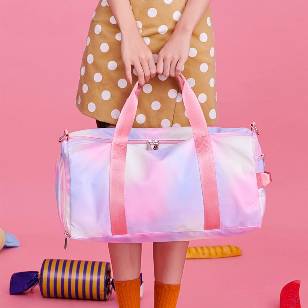 Women Waterproof Gym Bag Travel Shoulder Journey Duffle Handbags Print For Girls Canvas Luggage Organizer Schoolbags X309D