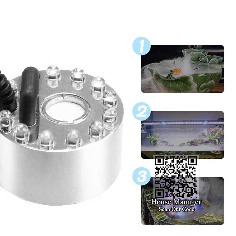 Aquarium 24W Nebel Nebel Hersteller 12LEDs licht Brunnen Steingarten Wasserfall Zerstäuber für Fischteich Schreibtisch Deko, simulieren morgen Tau nebel