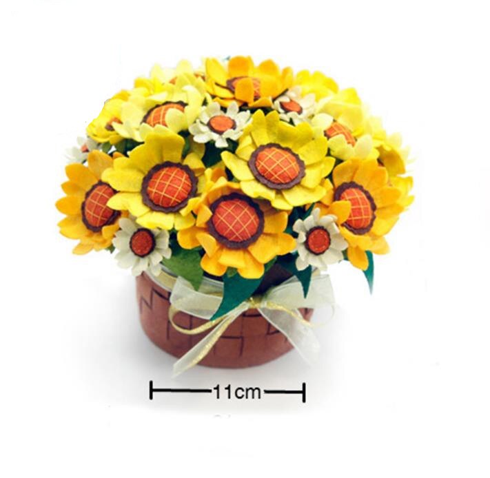 Fieltro Diy brillante girasol flor ramo Kit de fieltro de tela no tejida de costura DIY conjunto fieltro Material para manualidades