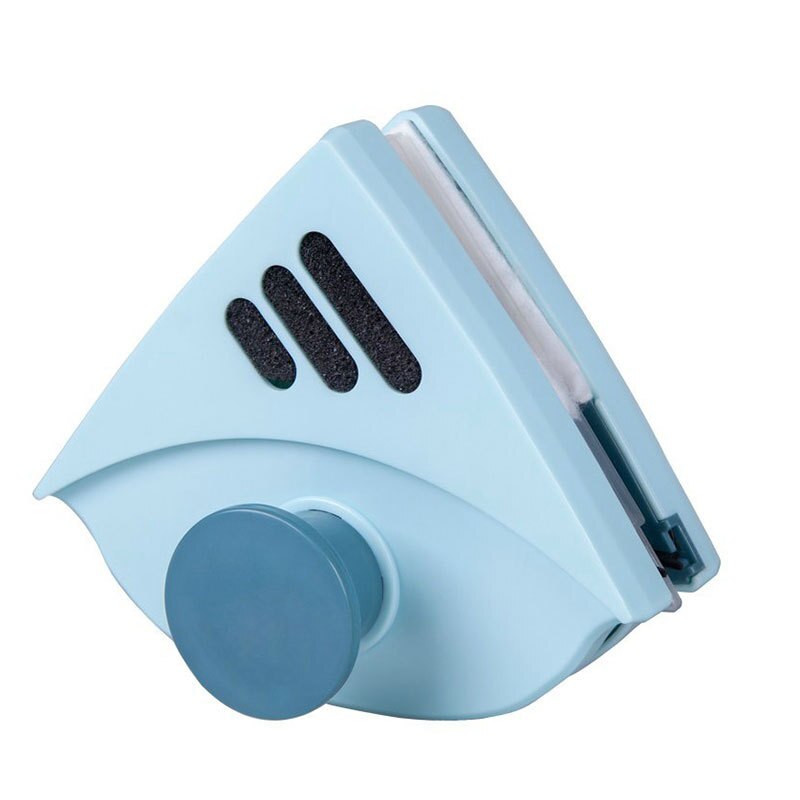 Vinduesbørste vaskeværktøj køkkenredskaber svamp briller magnetviskere dobbeltsidet magnetisk rengøringsskraber til plade gummiskraber: Blå