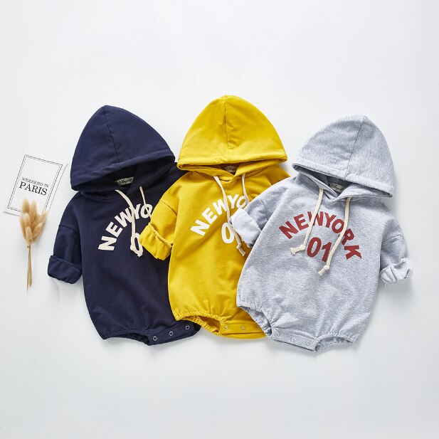 Angoubebe B20H13 Jongen Jumpsuits 0-24M Baby Jongens Katoen Casual Hooded Top Romper Sweatshirt Hoodie Outfits