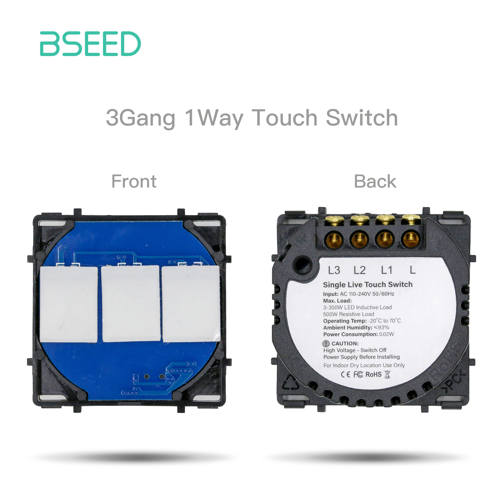 BSEED 1/2/3Gang Wall Touch Switch 1/2/3Way Function Base Stair Switches Spare Parts Sensor Glass Panel DIY Free Combination: Yellow
