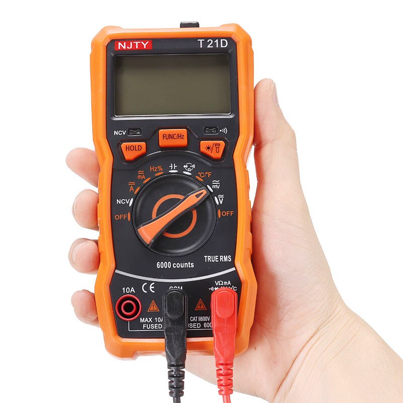 1pc Digital Multimeter Multimetro Tester 6000 Counts Auto Ranging AC/DC Voltage Temperature Measuring Meter