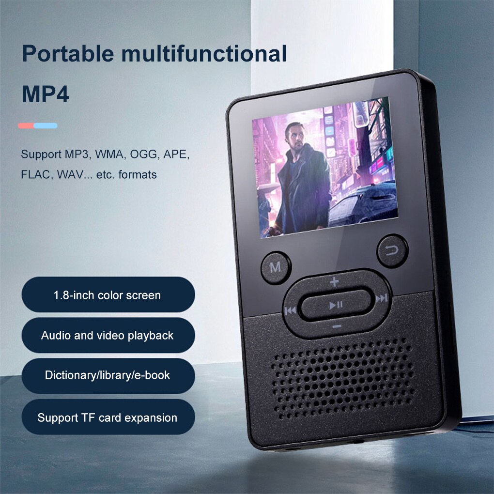 MP3 Player 3.5mm TF Card Bluetooth-compatible Rechargeable MP4 JPG JPEG BMP GIF Radio E-book Sport Music Blue 8G
