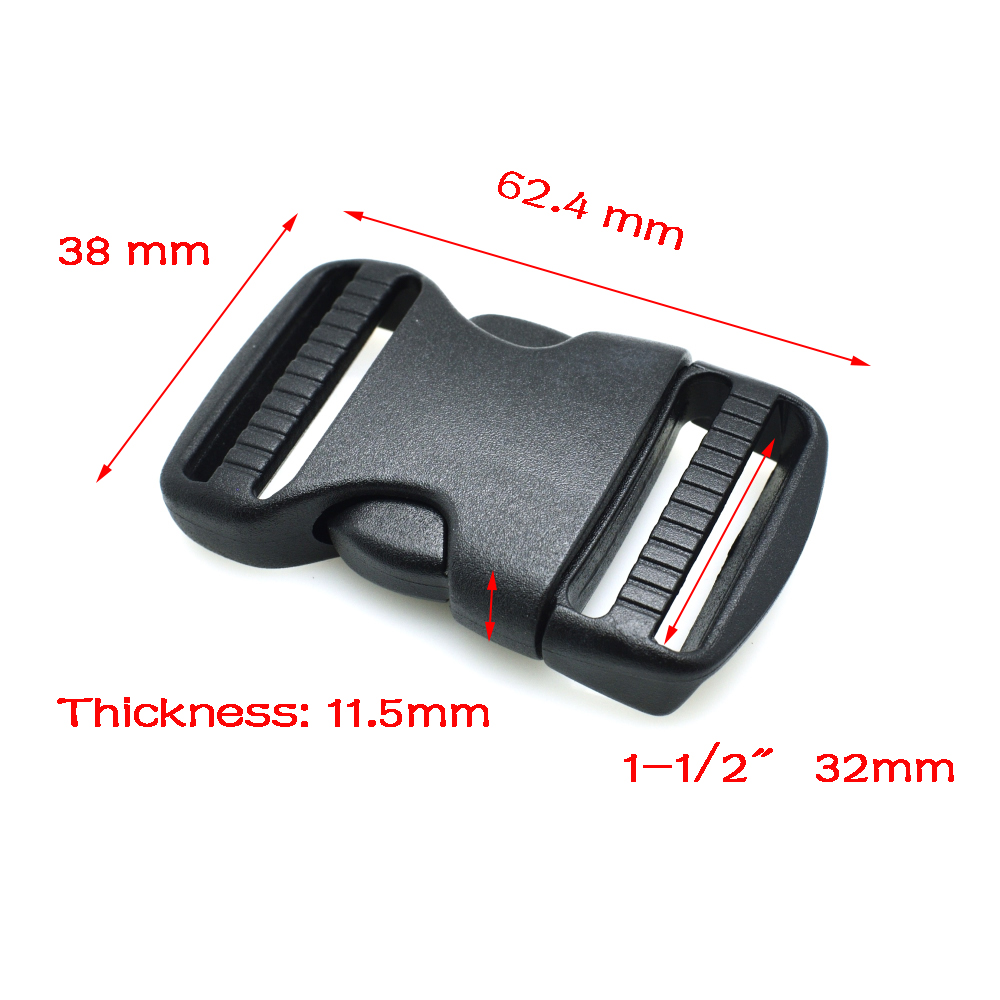 1 Stks/pak Plastic Gesp Kant Release Gesp Dual Verstelbare Gespen Hond Bandjes Pakket Accessoires Zwart