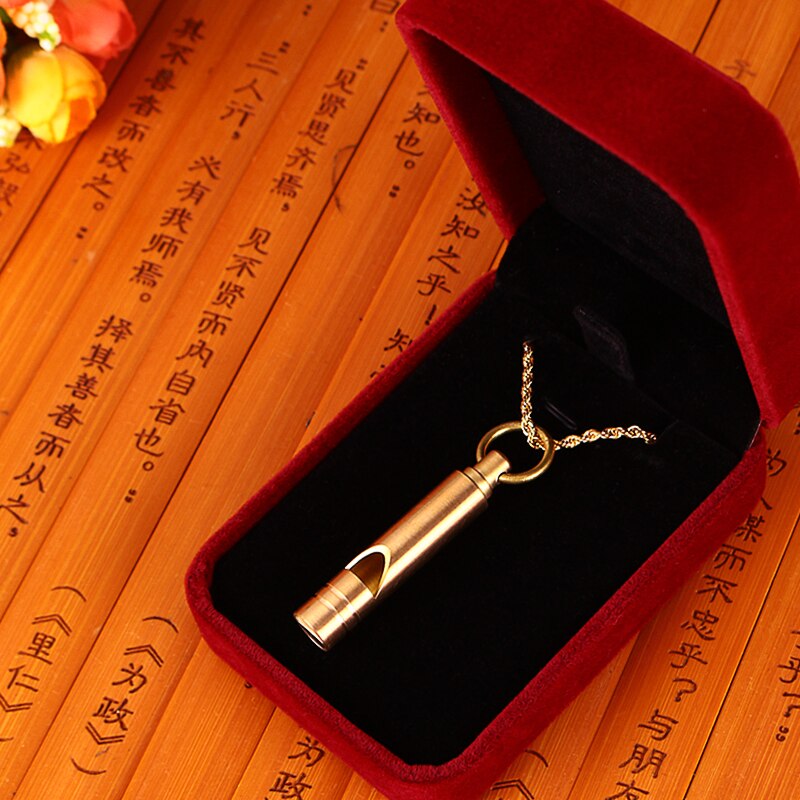 Metal Brass Lifeguard Emergency Survival Whistle Necklace Perfect For Lover And Family During Their Birthday Or Christmas