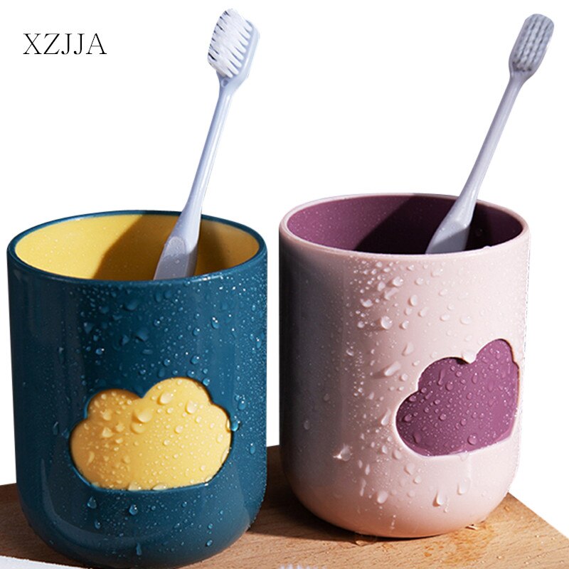 XZJJA Bathroom Cartoon Clouds Toothbrush Cup Gargle Cup Outdoor Travel Wash Cup Bathroom Toothbrush Organizer Couples Tooth Mug