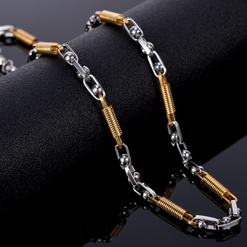 Männer Halsketten Luxus Gold Silber Farbe 5MM Dicken Edelstahl Kette Choker Halskette Masculine Männlichen Schmuck Für ihn: Gold Color