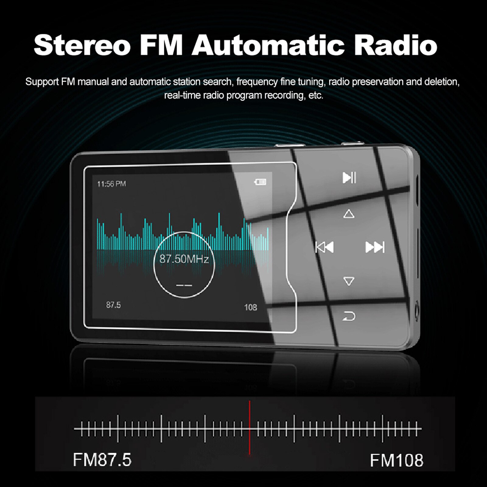 RUIZU D08 8GB MP3 MP4 Digital Player 2.4 Inch Music Player Lossless Audio Video Player FM Radio Recording E-book with Headphone