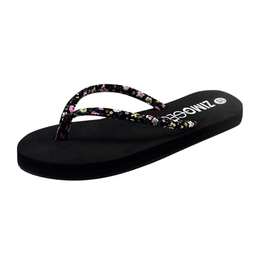 Vrouwen Zomer Mode Slaapkamer Slippers Bloemen Spons Cake Antislip Flip-Flops Sandalen Schoenen Pantuflas De Mujer # @ A30: Black  / 37