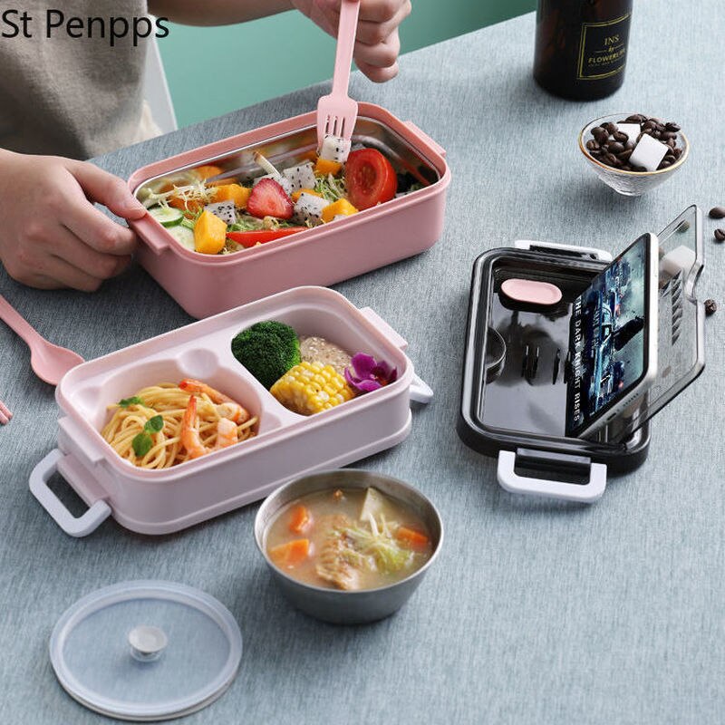 Lunch Box Bento Box Voor School Kids Kantoormedewerker 2 Lagen Microwae Verwarming Lunch Container Voedsel Opbergdoos