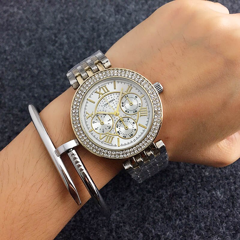 relogio feminino CONTENA Luxury Rhinestone Women&#39;s Watches Women Watches Gold Watch Full Steel Ladies Watch Clock saat: 2